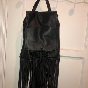 Faux Leather Fringe Backpack